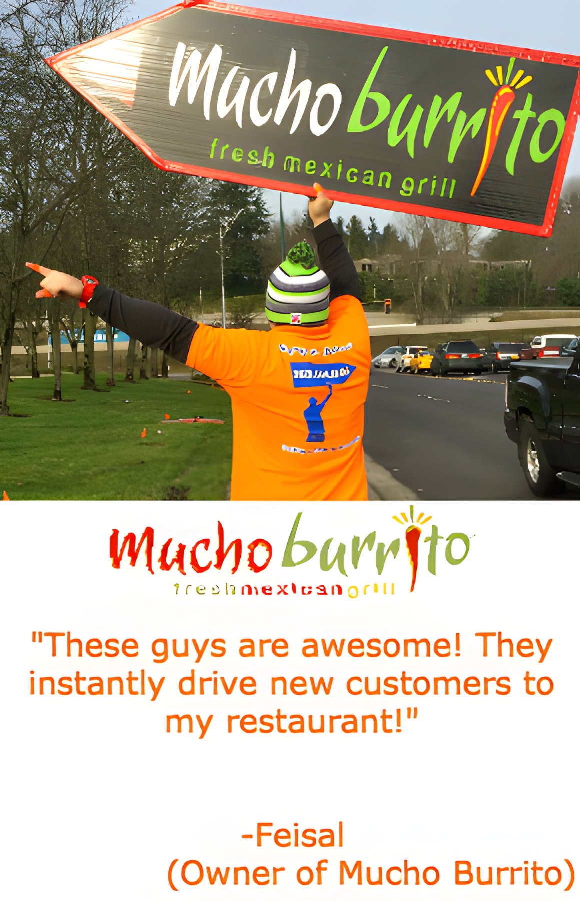 Client testimonial letter from Mucho Burrito