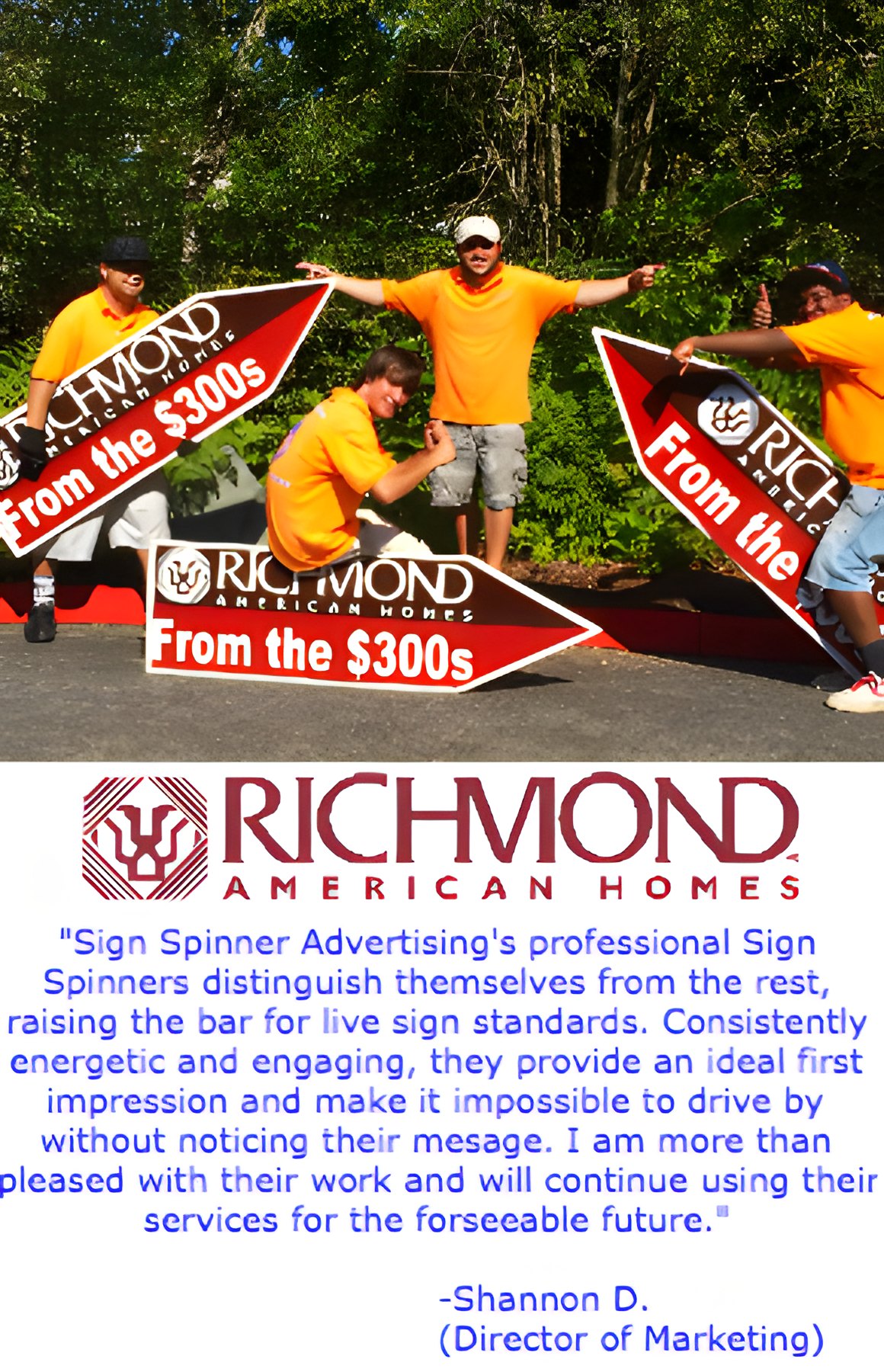 Client testimonial letter from Richmond American Homes