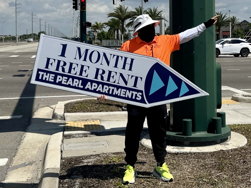 Sign spinner in action