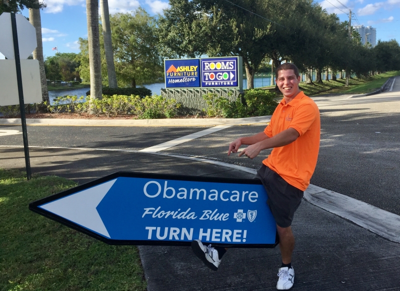 Sign spinner in action