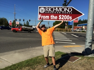 Sign spinner in action