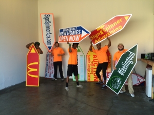Sign spinner in action