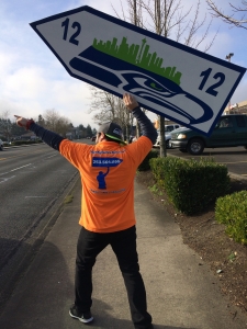 Sign spinner in action