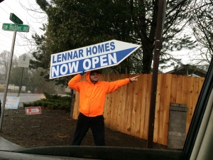Sign spinner in action