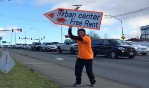 Sign spinner in action