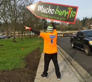 Sign spinner in action