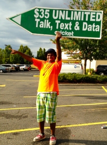 Sign spinner in action
