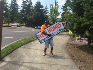 Sign spinner in action
