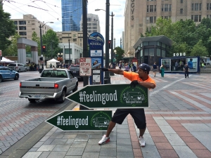 Sign spinner in action