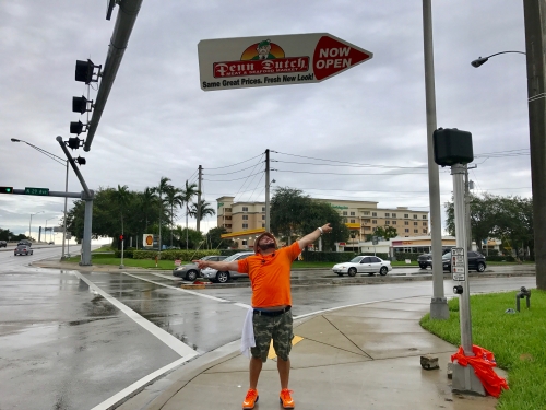 Sign spinner in action