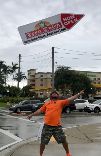 Sign spinner in action