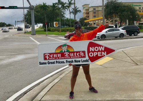 Sign spinner in action