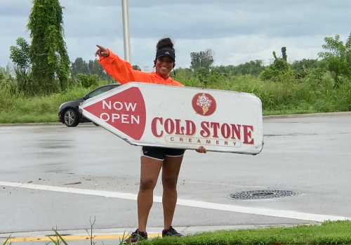 Sign spinner in action