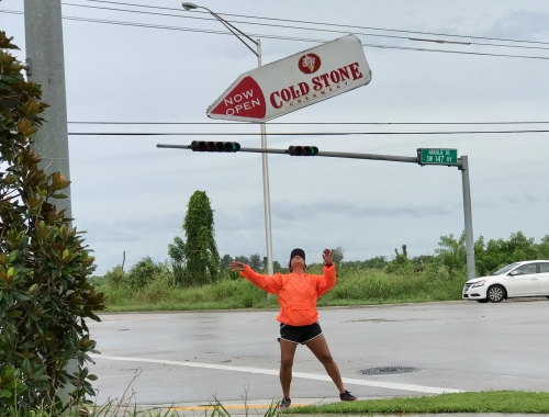 Sign spinner in action