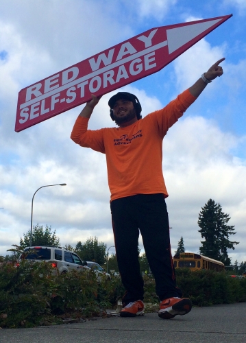 Sign spinner in action