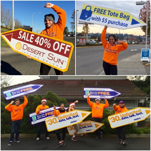 Sign spinner in action