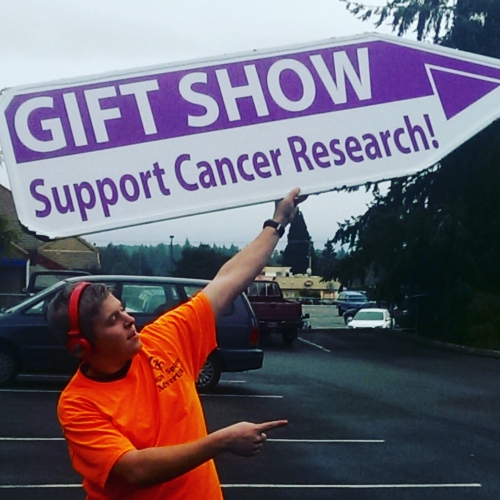 Sign spinner in action