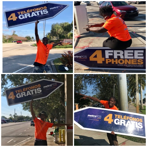 Sign spinner in action