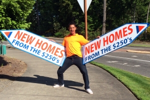 Sign spinner in action