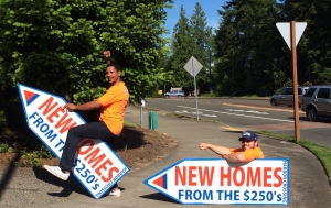 Sign spinner in action