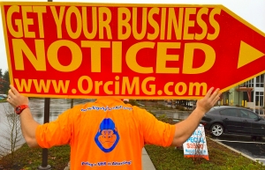Sign spinner in action