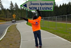 Sign spinner in action