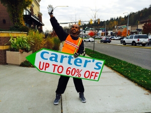 Sign spinner in action