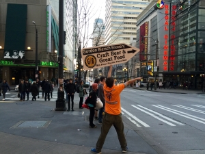 Sign spinner in action