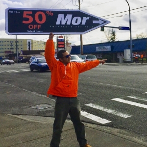Sign spinner in action