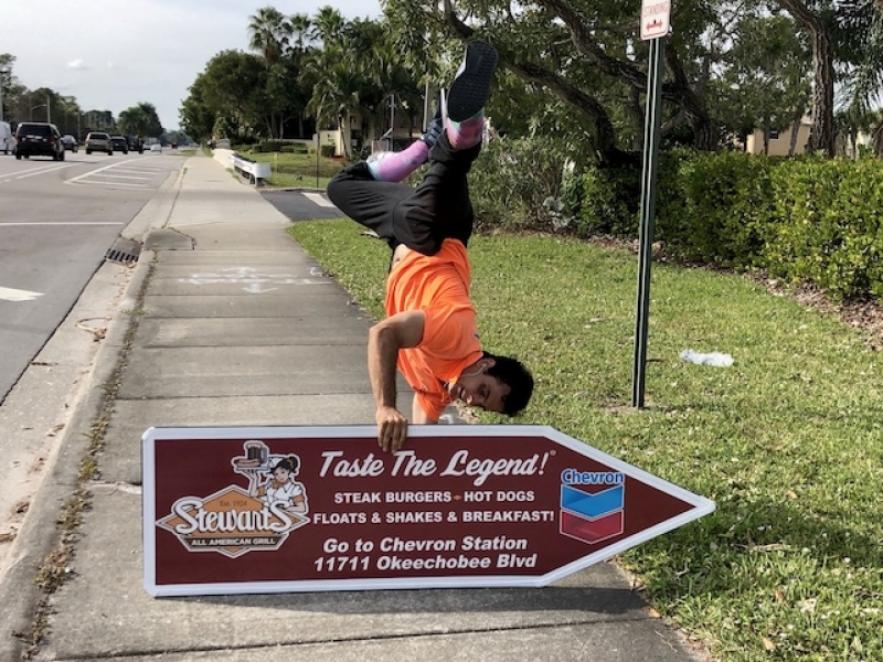 Sign spinner in action