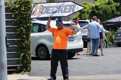 Sign spinner in action