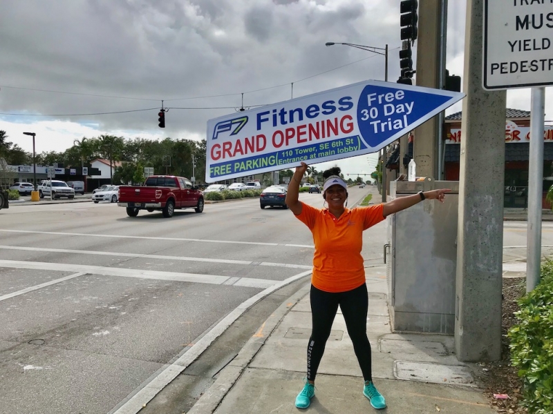 Sign spinner in action