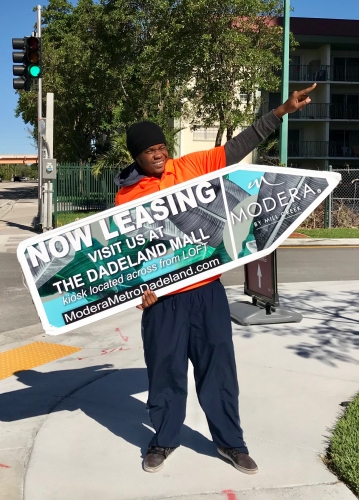 Sign spinner in action