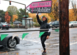 Sign spinner in action