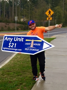 Sign spinner in action
