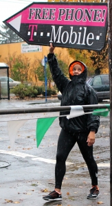 Sign spinner in action