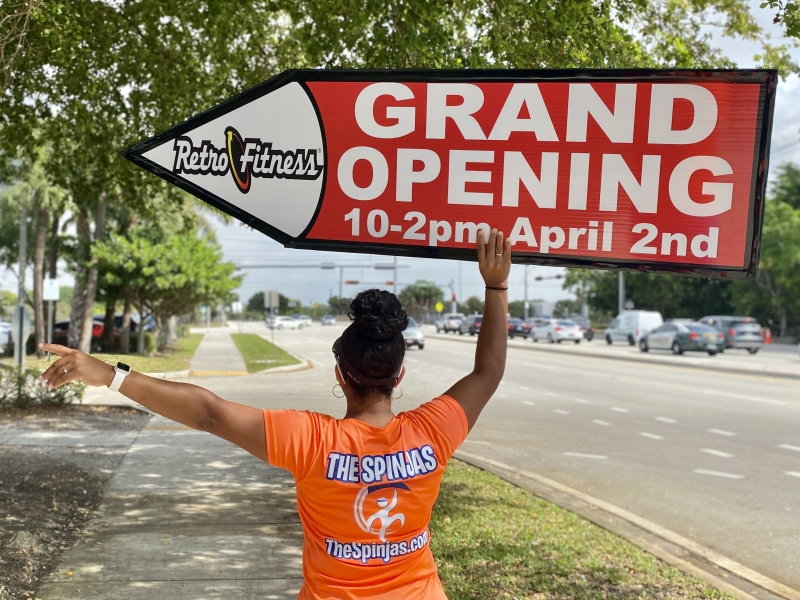 Sign spinner in action
