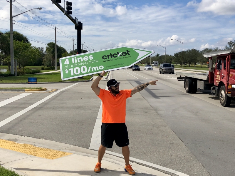 Sign spinner in action
