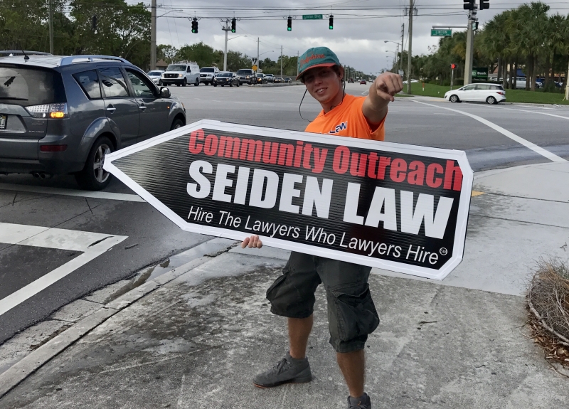 Sign spinner in action