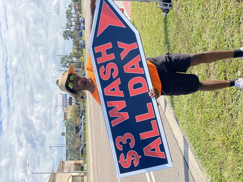 Sign spinner in action