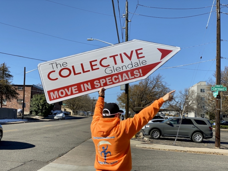 Sign spinner in action