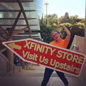 Sign spinner in action