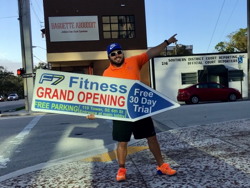 Sign spinner in action