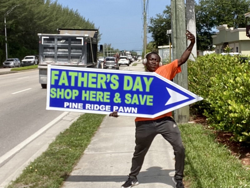Sign spinner in action