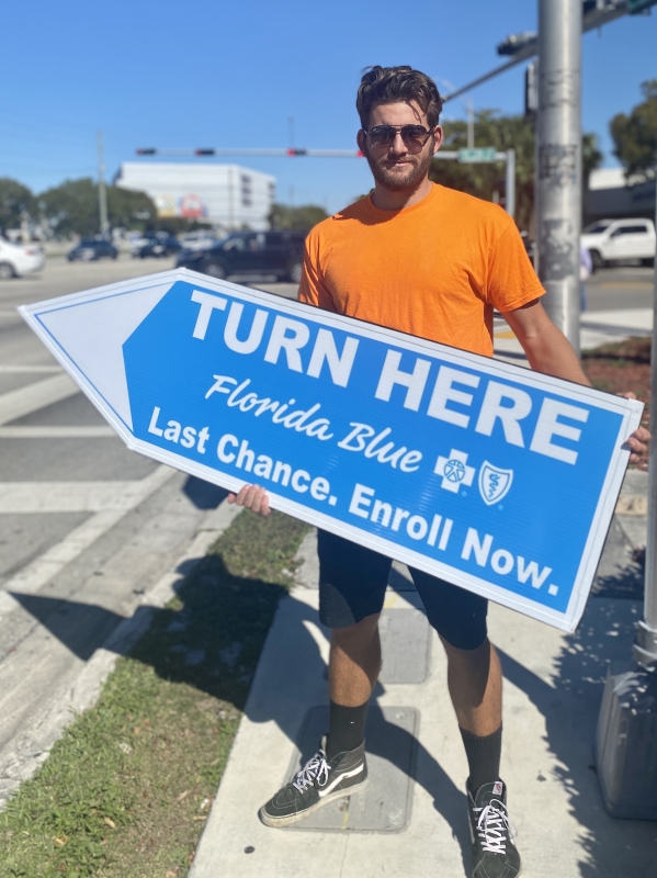 Sign spinner in action