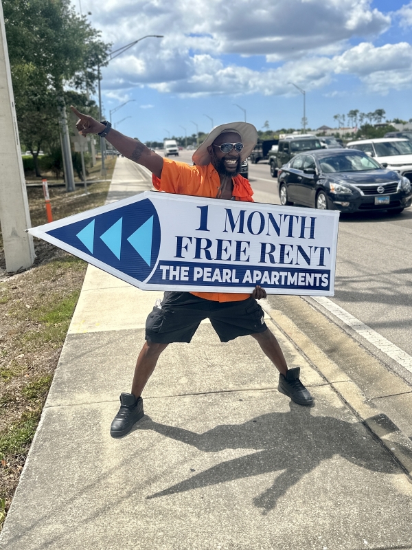 Sign spinner in action