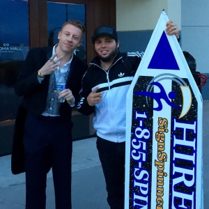 Sign spinner in action