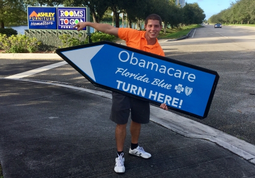 Sign spinner in action
