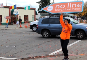 Sign spinner in action