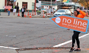 Sign spinner in action